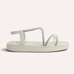 Sandália Papete Zatta  Flat Brilho Luciene Off White