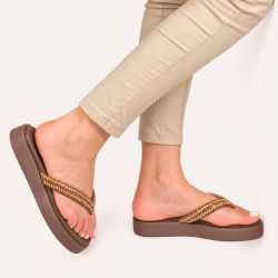 Tamanco Zatta Flatform de Dedo Felicia Marrom