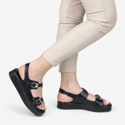 Sandália Zatta Flatform  Fivelas Vitoria Preta