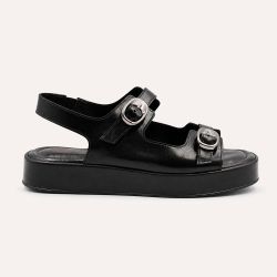 Sandália Zatta Flatform  Fivelas Vitoria Preta