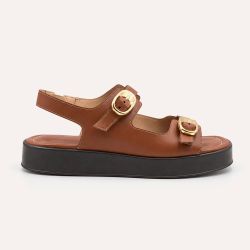 Sandália Zatta Flatform  Fivelas Vitoria Caramelo