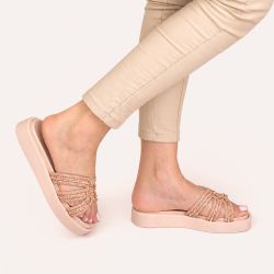 Tamanco Zatta Flatform Pedraria Francine Amendoa