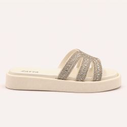 Tamanco Zatta Flatform Pedraria Francine Off White