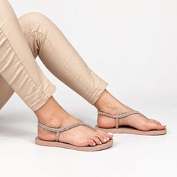 Chinelo Zatta com Strass e Tira Traseira Alana Nude
