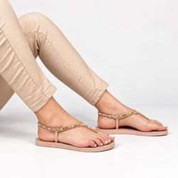 Chinelo Zatta com Strass e Tira Traseira Alana Multicolor
