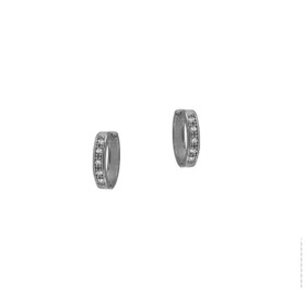 Imagem do produto Brinco Argola Cravejada de Zirônias Folheada a Ródio Negro G