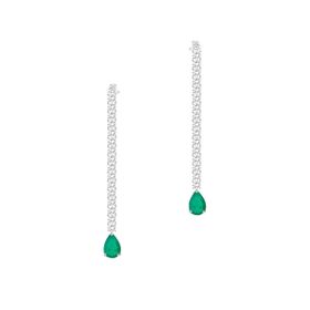 Imagem do produto Brinco Ear Hook Cravejado com Gota Esmeralda Pendente Prata 925