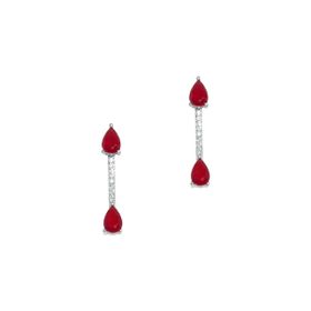Imagem do produto Brinco Médio Gota Dupla Rubi Cravejado Prata 925