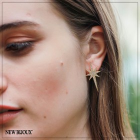 Imagem do produto Brinco Estrela Firework Cravejado Folheado a Ouro 18k