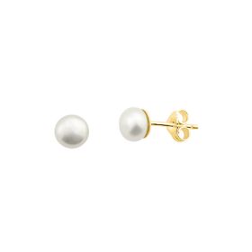Imagem do produto Brinco Pérola Biwa Solitário 6mm Folheado a Ouro 18k