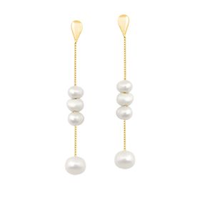 Imagem do produto Brinco Pérolas Biwa Pendentes Folheado a Ouro 18k