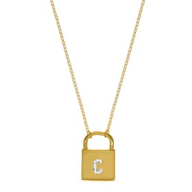 Imagem do produto Colar Cadeado com Letra Cravejada Folheado a Ouro 18k