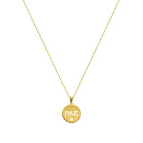 Imagem do produto Colar com Medalha Escrito Paz Folheado a Ouro 18k