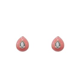 Imagem do produto Brinco Gota Ágape Resina Rosa com Zircônia Folheado a Ouro 18k