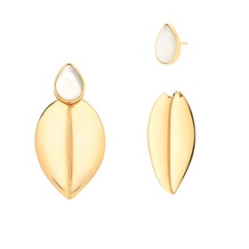 Imagem do produto Brinco Iris Desmontável Folha com Gota Madrepérola Folheado a Ouro 18K