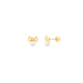 Imagem do produto Brinco de Ouro 18k Laço com Pérola 3mm  New Gold