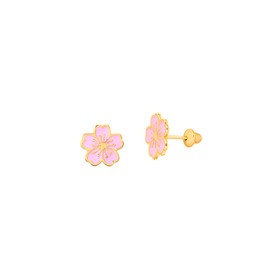 Imagem do produto Brinco Ouro 18k Flor Sakura Esmaltado New Gold