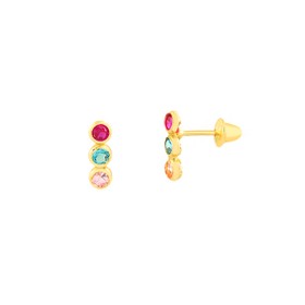 Imagem do produto Brinco de Ouro 18k Trio de Zircônias 2,25mm New Gold