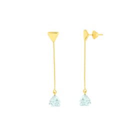 Imagem do produto Brinco Ouro 18k Base Triangular com Topázio Azul Pendente New Gold