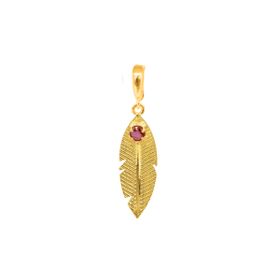 Imagem do produto Pingente Folha com Cristal Rosa Folheado a Ouro 18k