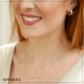 Imagem do produto Colar chocker com circulo vazado cravejado de zircônias folheado a ouro 18k