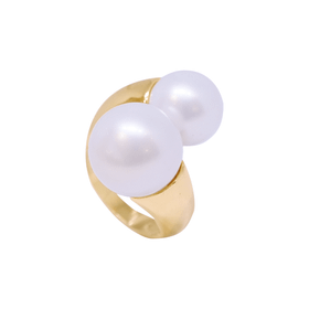 Imagem do produto Anel Pérolas com Aro Torcido Folheado a Ouro 18K
