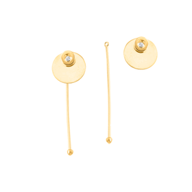 Imagem do produto Brinco Círculo 2 em 1 com Fio Rígido e Ponto de Luz Folheado a Ouro 18K