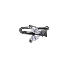 Imagem do produto Brinco Piercing Greenie Zircônia Negra e Brancas Folheado a Ródio Negro