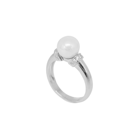 Imagem do produto Anel com Pérola Solitária e Detalhes Cravejados de Zircônias Prata 925