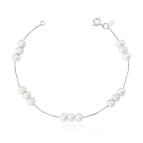 Imagem do produto Pulseira Veneziana com Trios de Pérola Prata 925