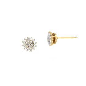 Imagem do produto Brinco de Ouro 10K Fleur Cravejado de Zircônias New Gold