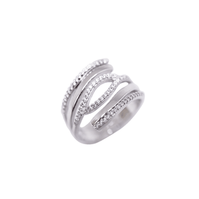 Imagem do produto Anel Brillantring Cravejado de Zircônias com Conjunto de Aros Vazados Prata 925 Folheado a Ródio