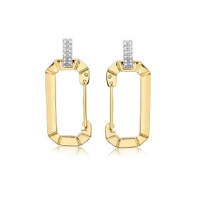 Imagem do produto Brinco Base Cravejada e Pendente Fecho Retangular Folheado a Ouro 18k