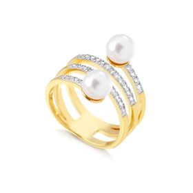 Imagem do produto Anel Stelle quatro voltas cravejado com pérolas folheado a Ouro 18k