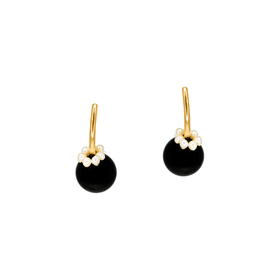 Imagem do produto Brinco com ágata negra e pérolas folheado a Ouro 18k