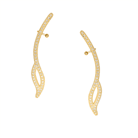 Imagem do produto Brinco Earcuff Rígido com Detalhe Vazado Cravejado de Zircônias Folheado a Ouro 18k