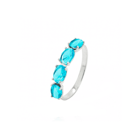 Imagem do produto Anel Aro Fino com Zircônias Aqua Prata 925