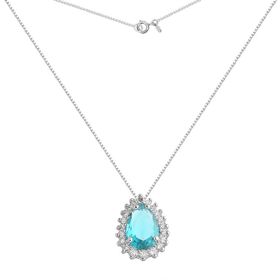 Imagem do produto Colar Gota Aqua com Contorno Cravejado 14X12MM em Prata 925