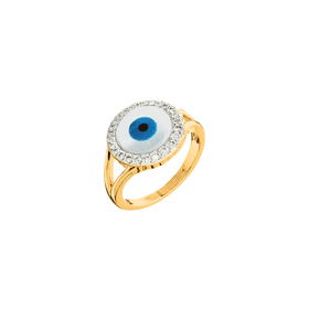 Imagem do produto Anel Aro Fino Olho Grego Cravejado de Zircônias Folheado a Ouro 18k