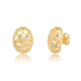 Imagem do produto Brinco Stelle Oval Vazado com Pontos de Luz Folheado a Ouro 18k