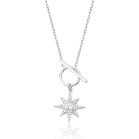 Imagem do produto Colar Pingente Estrela Cravejado de Zircônias com Fecho Frontal Prata 925