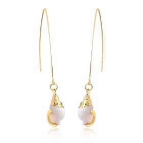 Imagem do produto Brinco Anzol Longo com Concha Folheado a Ouro 18K 
