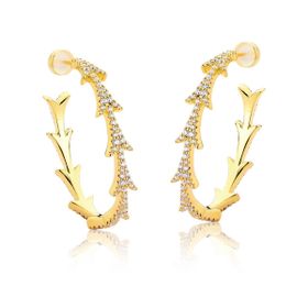 Imagem do produto Brinco Argola Espinhos Cravejada de Zircônias Folheado a Ouro 18k