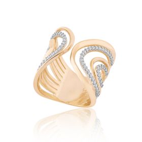 Imagem do produto Anel Confiança Vazado Com Zircônias Folheado a Ouro 18k
