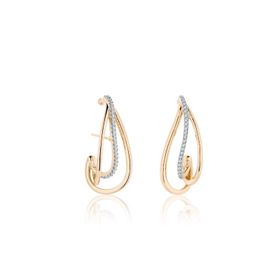 Imagem do produto Brinco Confiança Meia Argola com Filete Central Cravejado de Zircônias Folheado a Ouro 18k