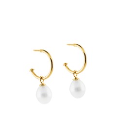 Imagem do produto Brinco Meia Argola de Ouro 10k com Pérola New Gold