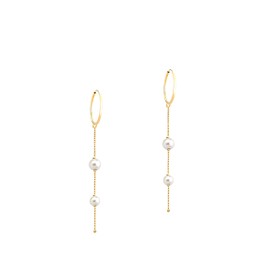 Imagem do produto Brinco Argola de Ouro 10k com Pendentes e Pérolas Shell Pequenas New Gold