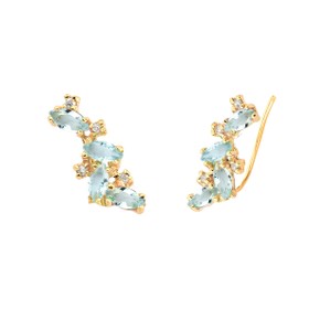 Imagem do produto Brinco Gratidão Ear Cuff em Ouro 10k com Navetes Topázio Sky New Gold