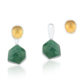 Imagem do produto Brinco com Base de Citrino e Pingente Quartzo Verde Prata 925