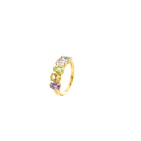 Imagem do produto Anel em Ouro 10k com Cinco Gotas Coloridas New Gold